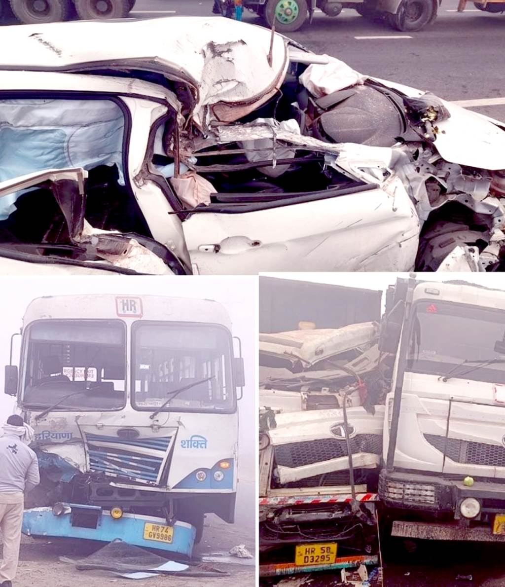 Fog wreaks havoc Horrific road accident in Nuh two including CISF inspector dead 1520 people seriously injured in accidents claims